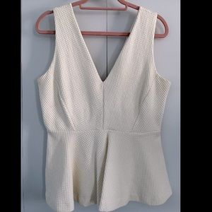 H&M white, textured peplum and top